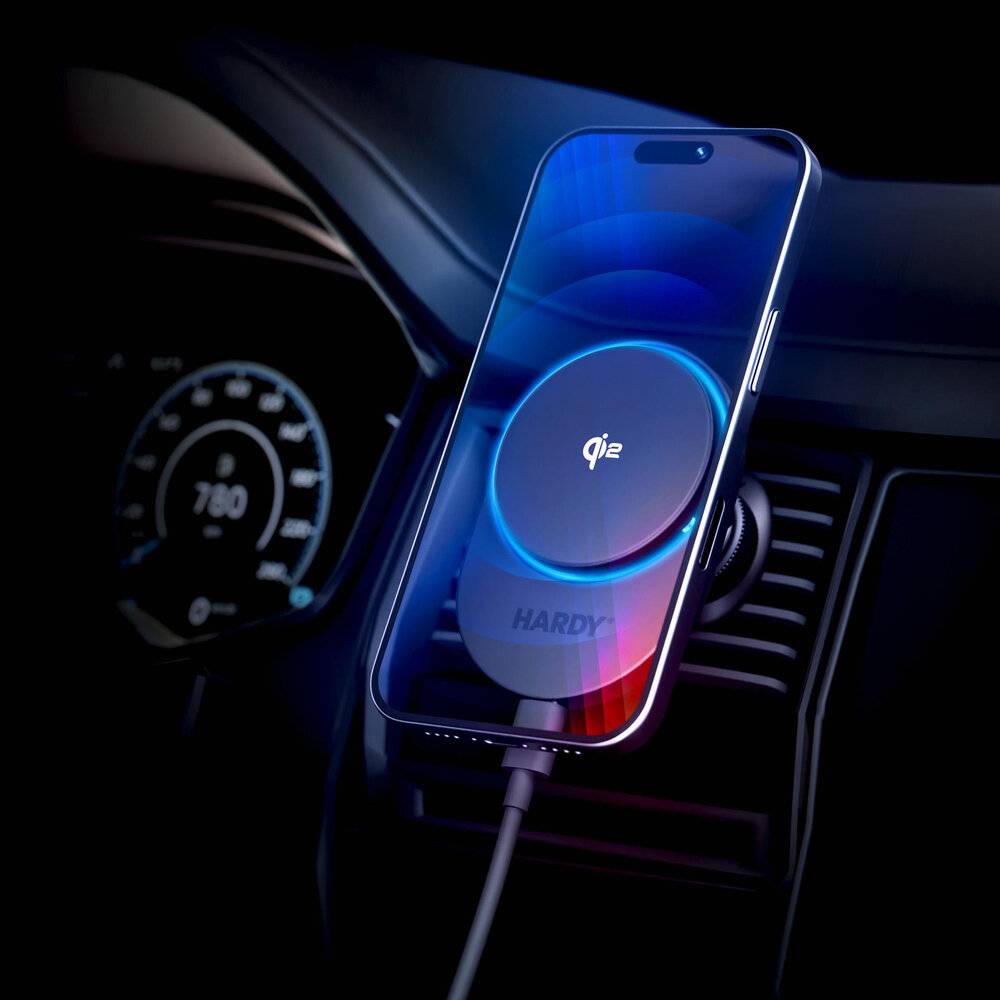 3mk Hardy AeroCharger Autotelefonhalterung MagSafe 15W MPP Qi2 Induktives Ladegerät - Schwarz