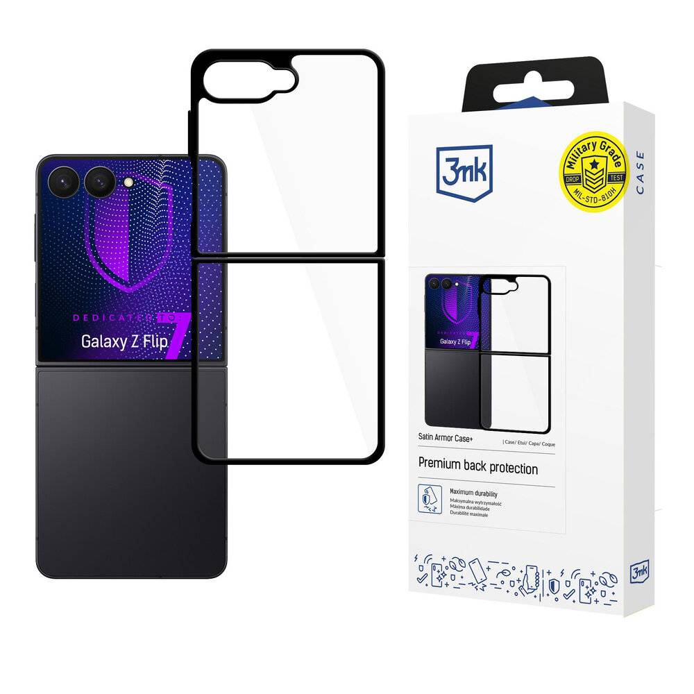3mk Satin Armor Case+ Samsung Galaxy Z Flip 7 - Transparent Schwarz