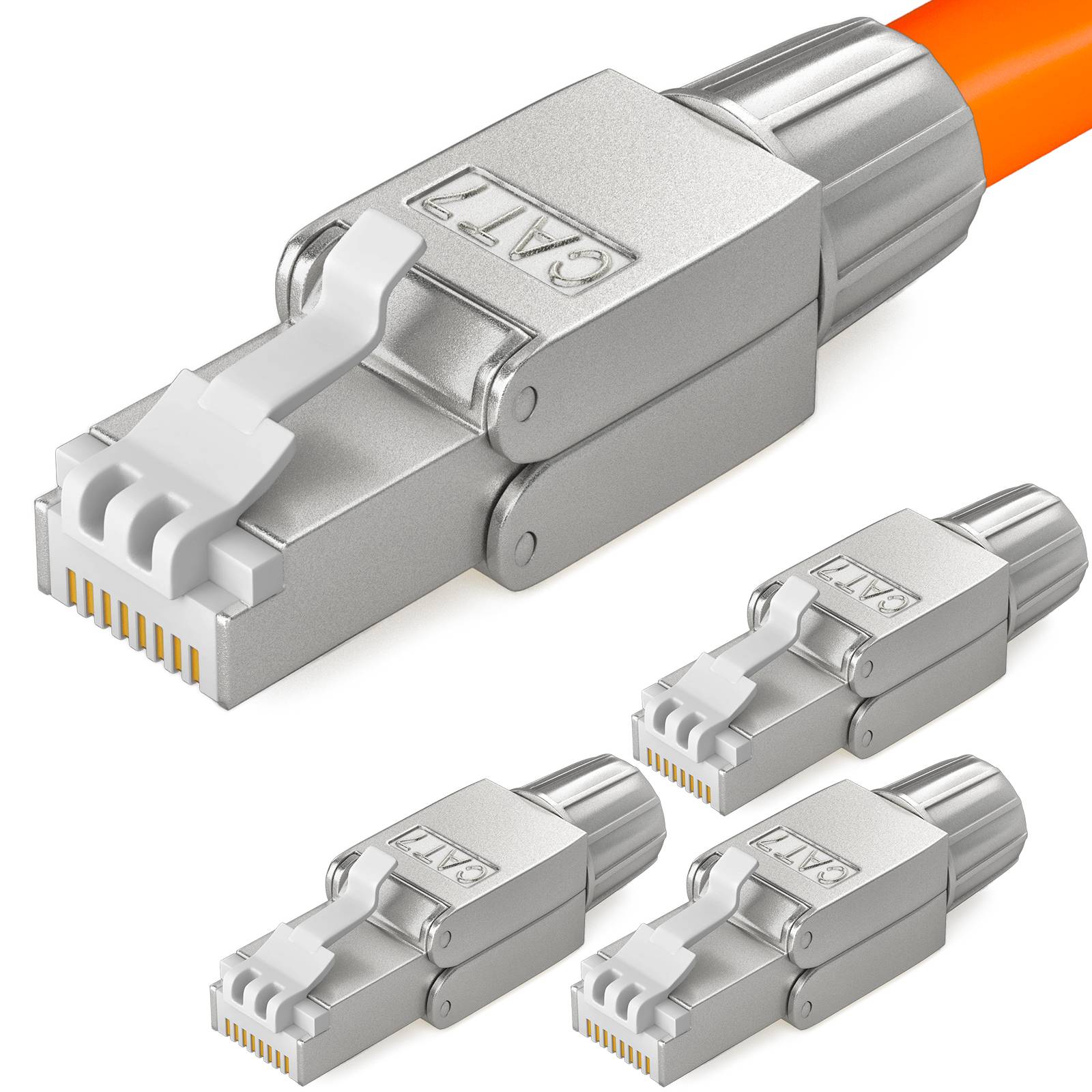 hb-digital 4x Netzwerkstecker CAT7 schmal RJ45 LSA STP Zinklegierung