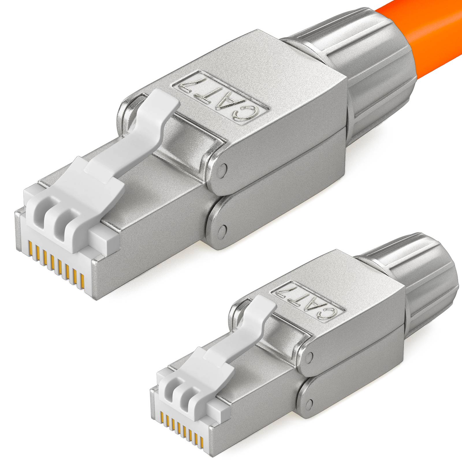 hb-digital 2x Netzwerkstecker CAT7 schmal RJ45 LSA STP Zinklegierung