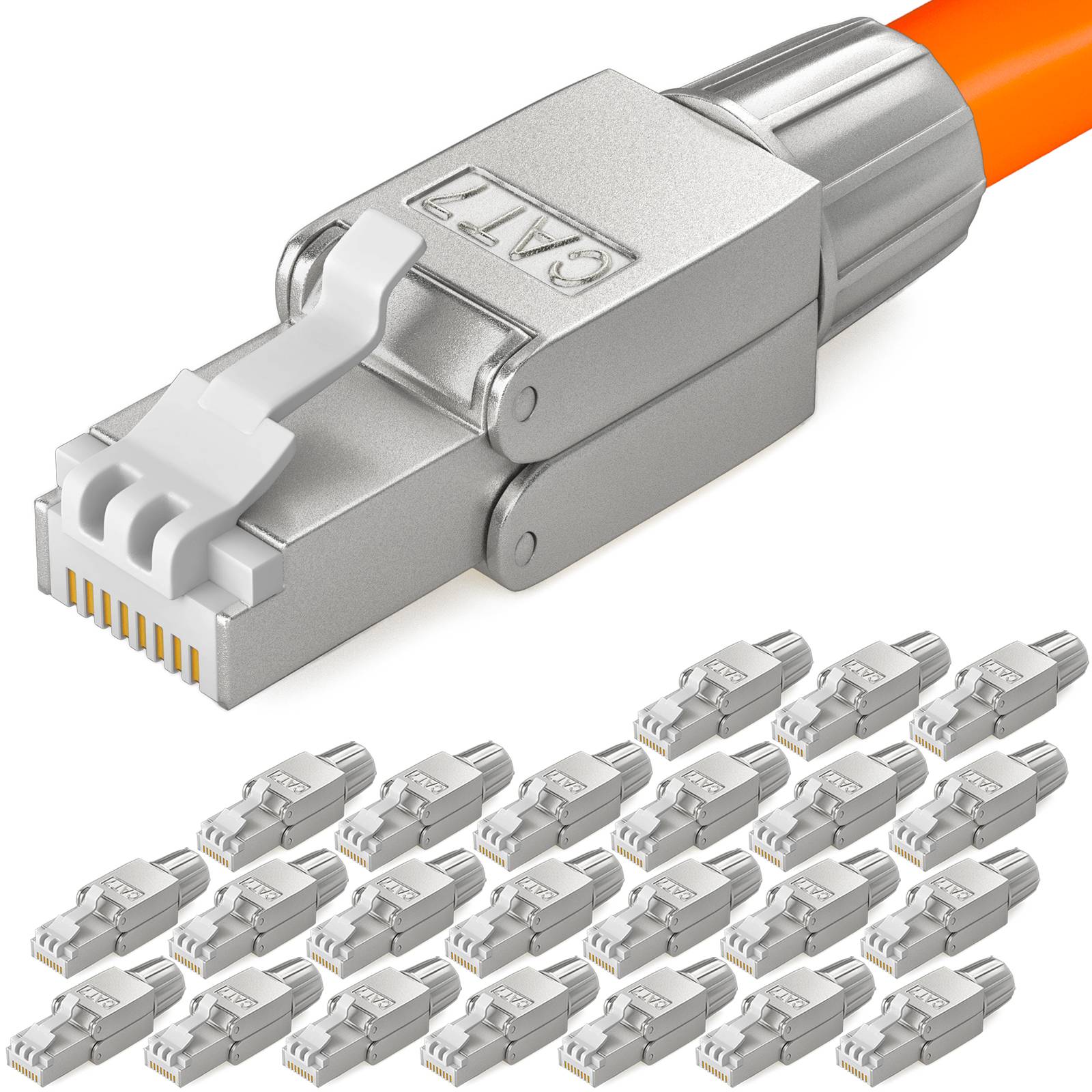 hb-digital 24x Netzwerkstecker CAT7 schmal RJ45 LSA STP Zinklegierung