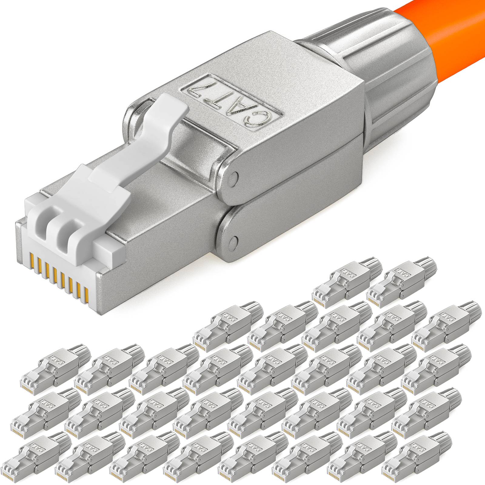 hb-digital 32x Netzwerkstecker CAT7 schmal RJ45 LSA STP Zinklegierung