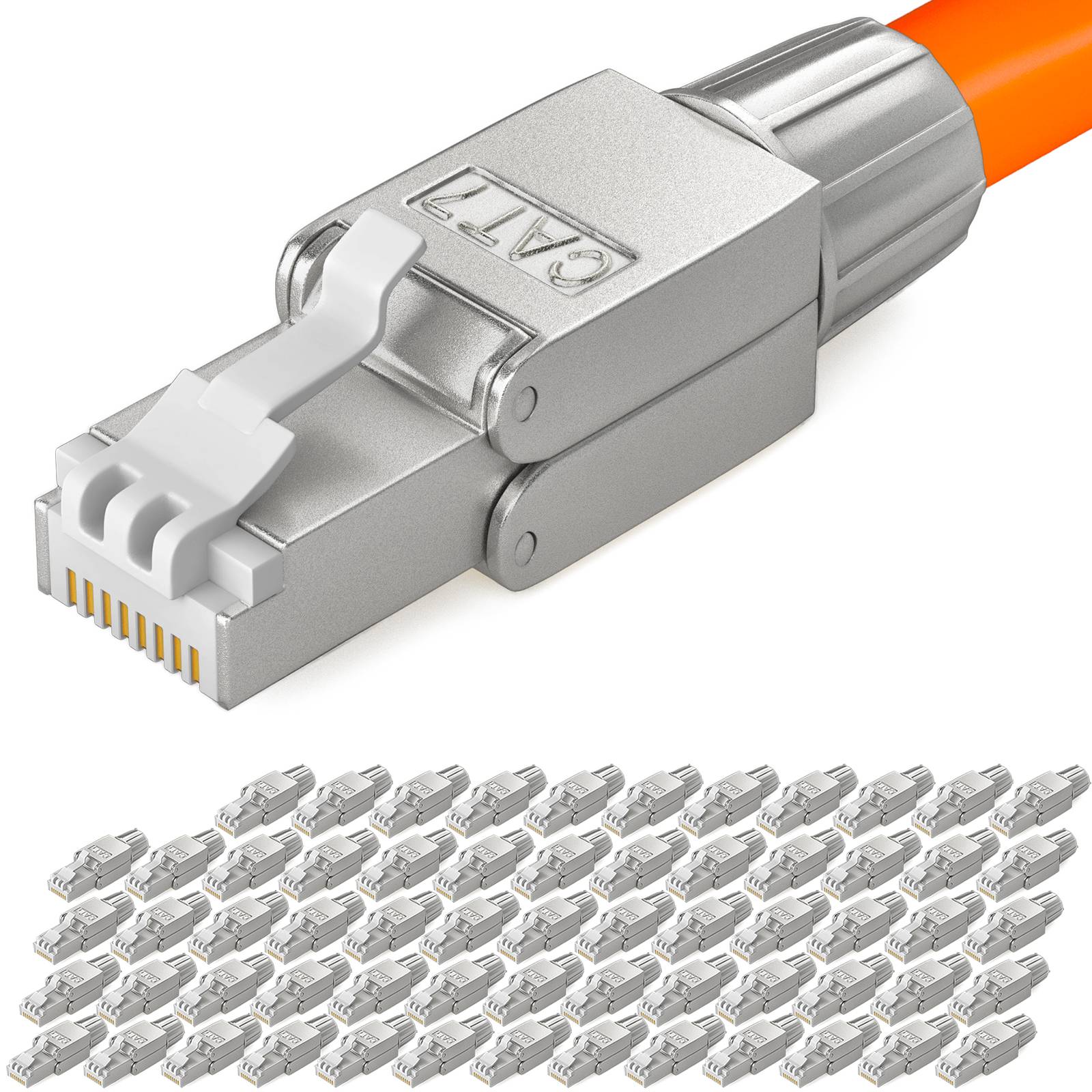 hb-digital 64x Netzwerkstecker CAT7 schmal RJ45 LSA STP Zinklegierung