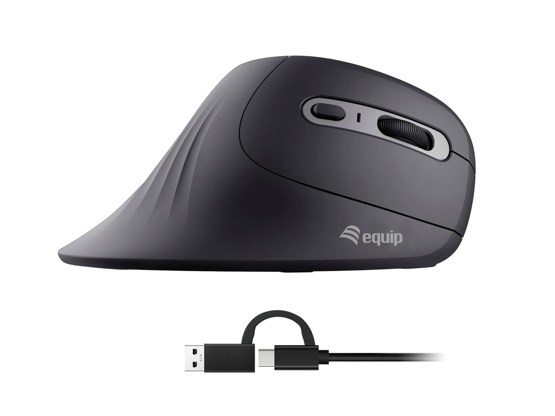 Equip 245119, rechts, Vertikale Ausführung, Optisch, USB Type-A + USB Type-C, 7200 DPI, Schwarz