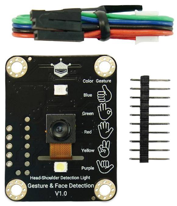 DFRobot Gravity Offline Edge AI Gesture Face Detection Sensor, 5 Gesten, 10 Gesichter, 3 m, 3,3-5 V