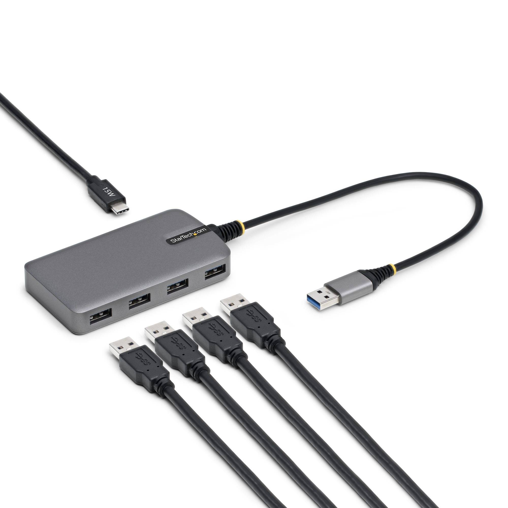 STARTECH.COM 4-Port USB-A Hub 5Gbps Busbetrieben Typ A auf 4x USB-A 3.0 Hub USB-C-Netzteil Port Mini Reisehub-Verteiler USB Splitter