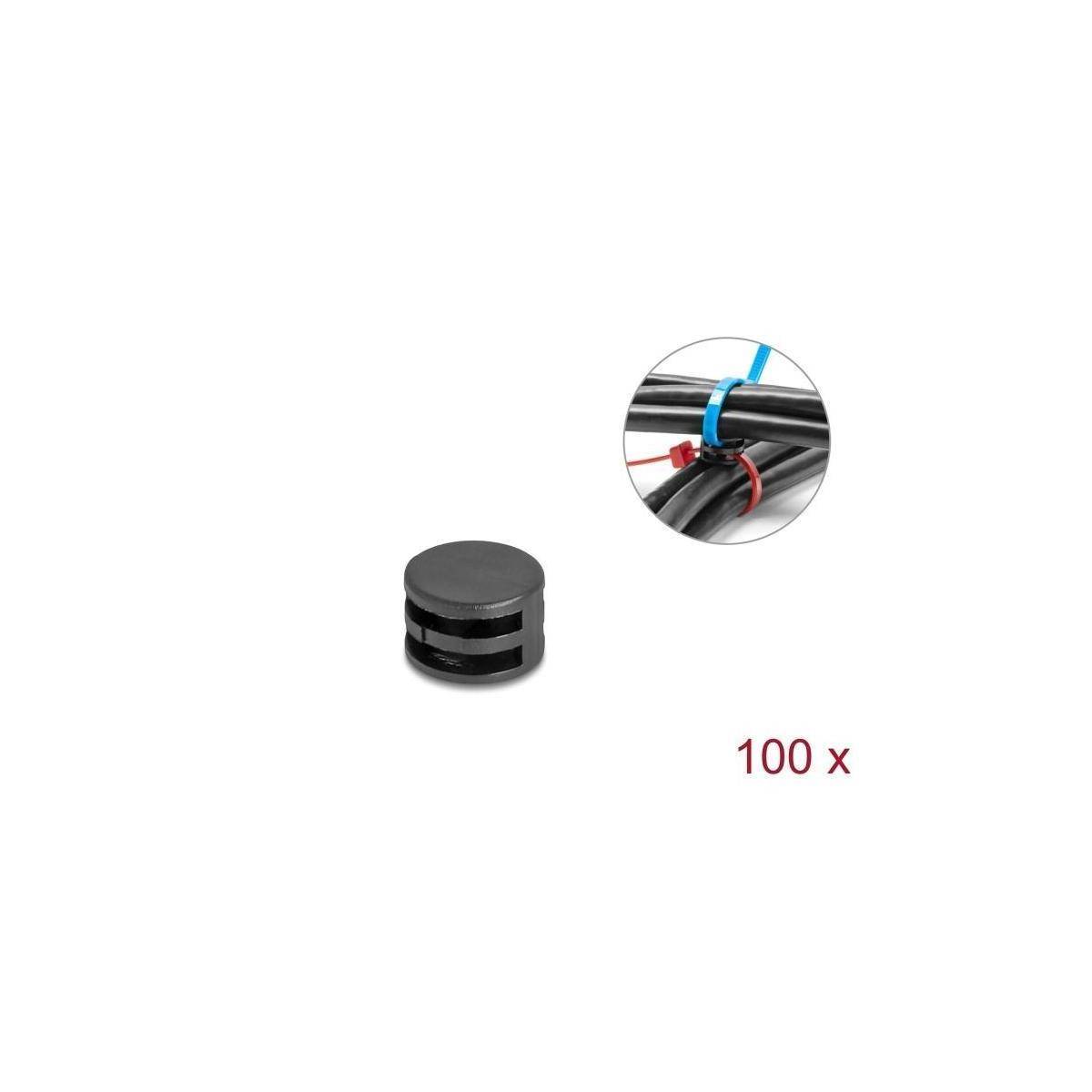 Delock Kabelbinder Befestigungskupplung D 12 x H 8 mm 90° drehbar schwarz 100 St