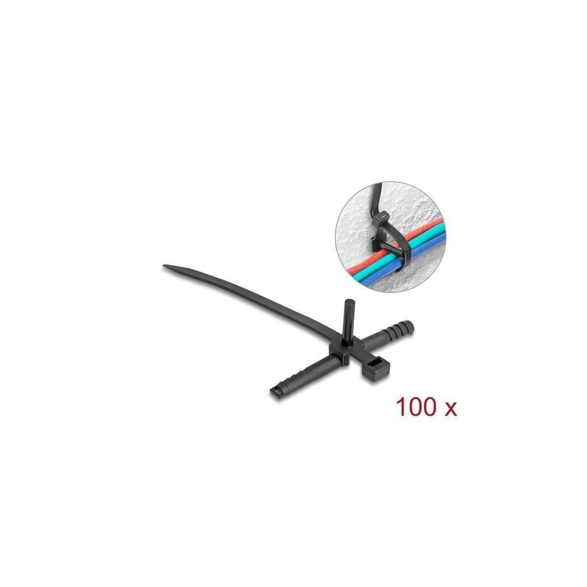 Delock Kabelbinder mit Dübel L 150 x B 7,0 mm schwarz 100 Stück