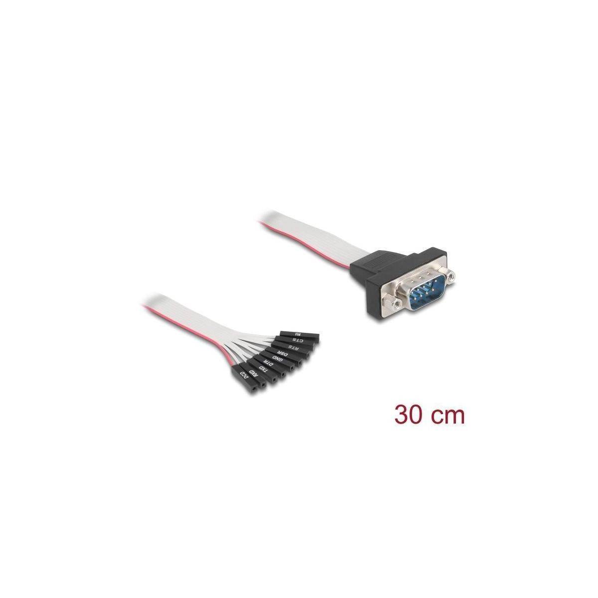 Delock Flachbandkabel RS-232 mit 9 x Pfostenbuchse zu D-Sub 9 Pin Stecker mit Mu