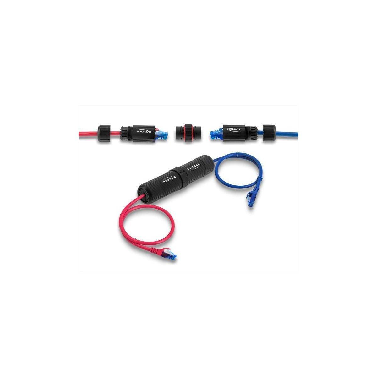 Delock Kabelverbinder RJ45 Buchse zu RJ45 Buchse Cat.6 mit M16 Gewinde und Bayon