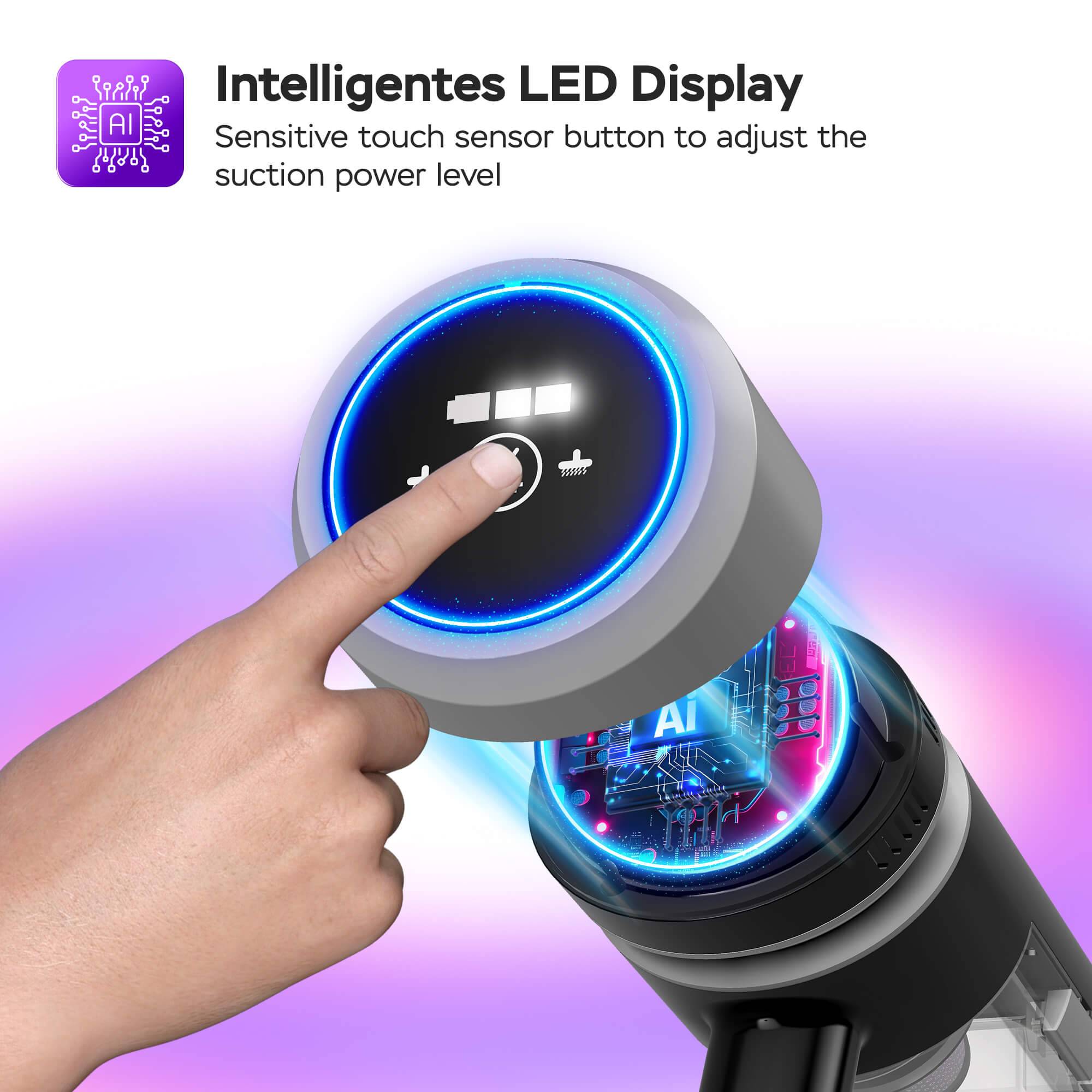 TurboTronic 15 kPa Stabstaubsauger mit grünem Laserlicht Akku kabellos 2in1 Handstaubsauger 120W beutellos leicht Hand Boden Stiel