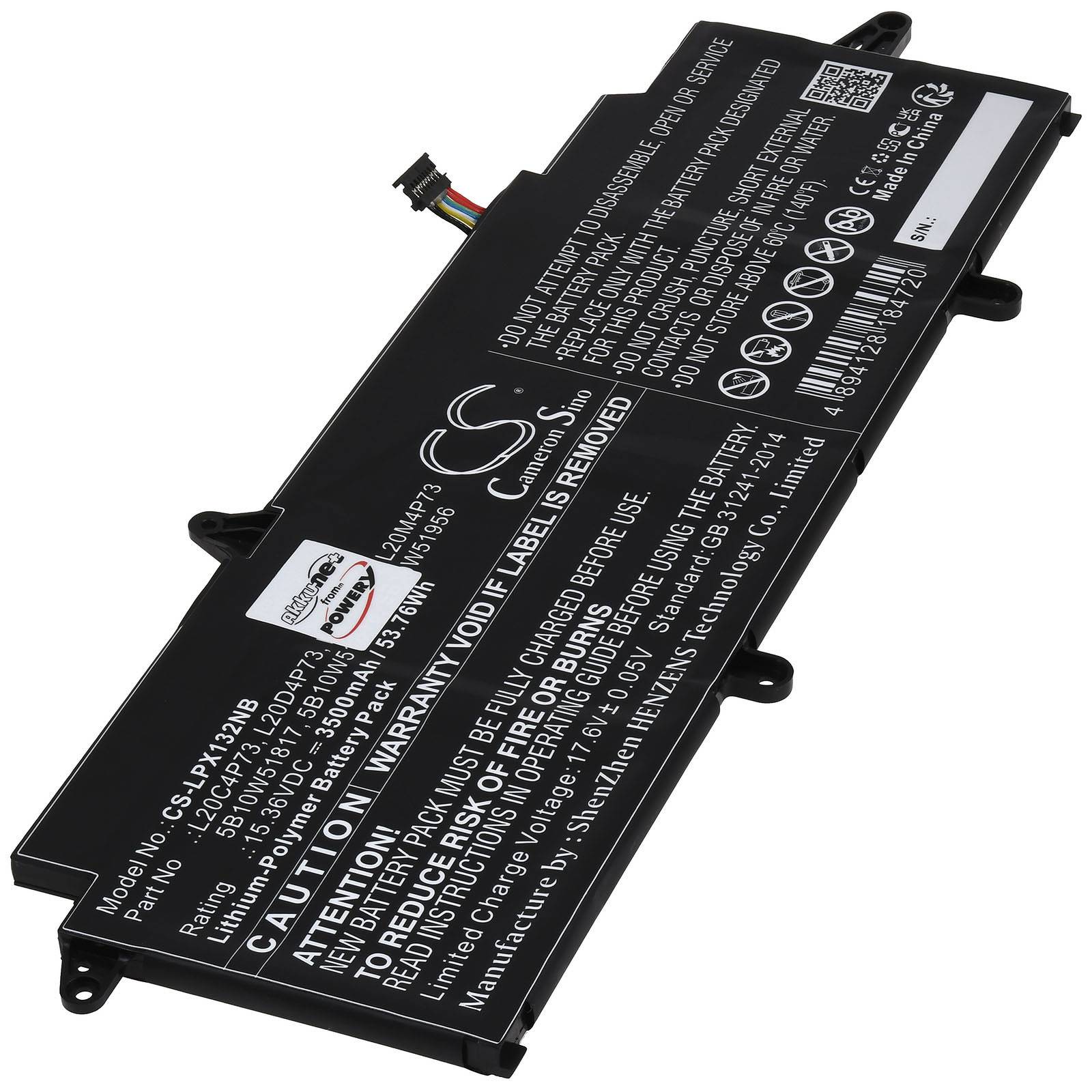 Powery Akku für Lenovo ThinkPad X13 Gen 2(Intel)-20WK009TPB Laptop, 15,36V, Li-Polymer