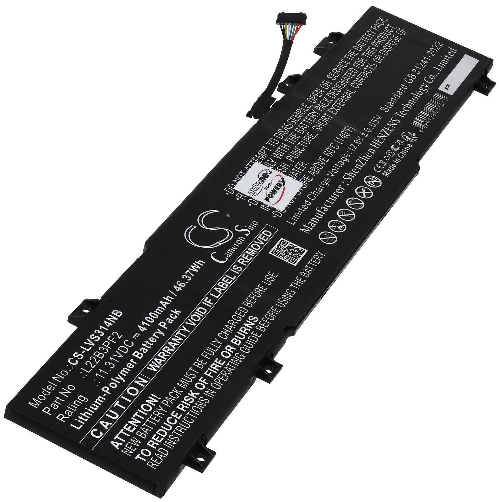 Powery Akku für Lenovo IdeaPad Slim 3 14ABR8 82XL0064FR Laptop, 11,31V, Li-Polymer