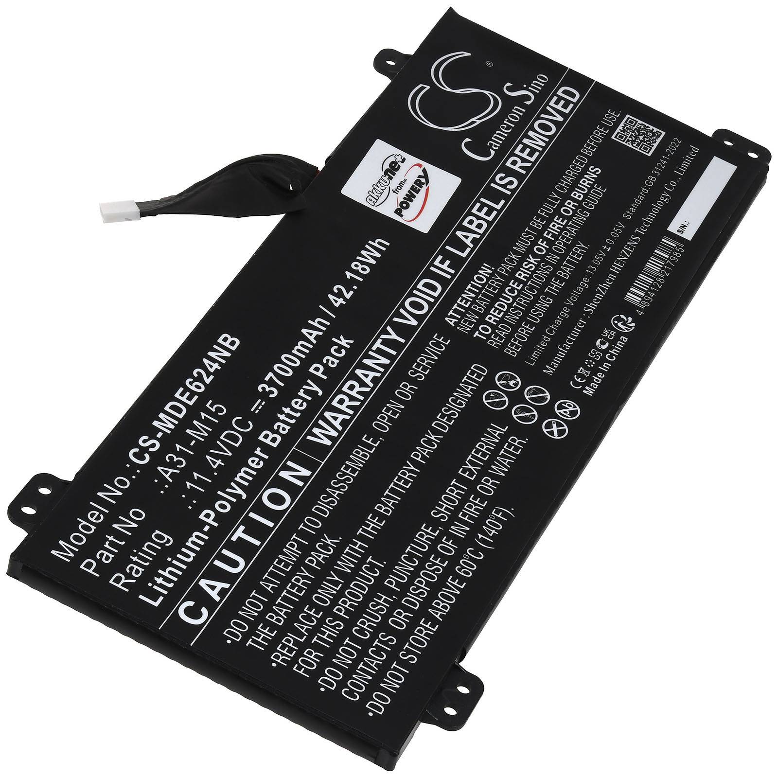 Powery Akku kompatibel mit Medion Typ 0B23-01Q9000M, 11,4V, Li-Polymer