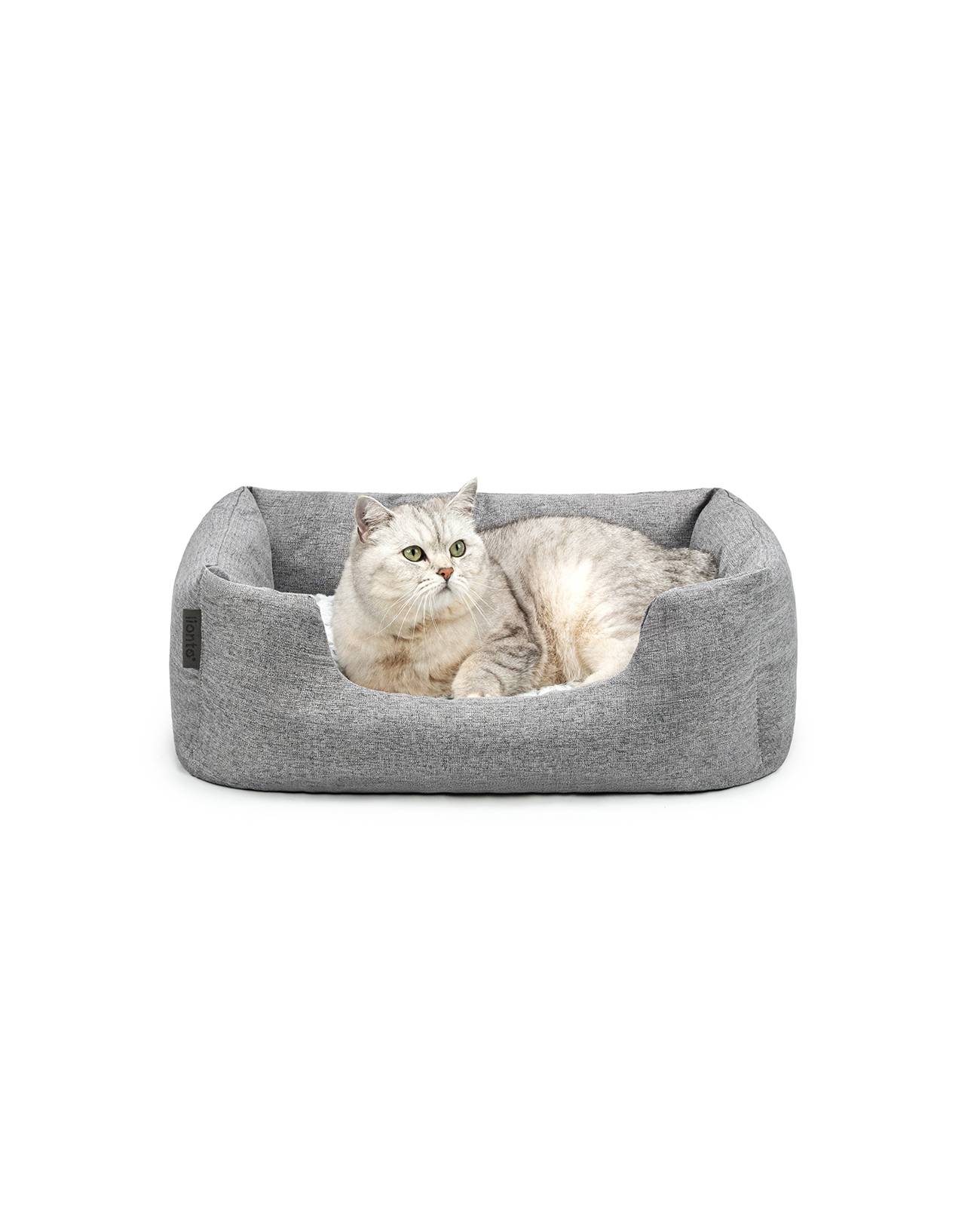 lionto Katzenbett, stilvolles Kuschelkörbchen mit tiefem Einstieg, Wendekissen & rutschfestem Boden, 60x50 cm, grau