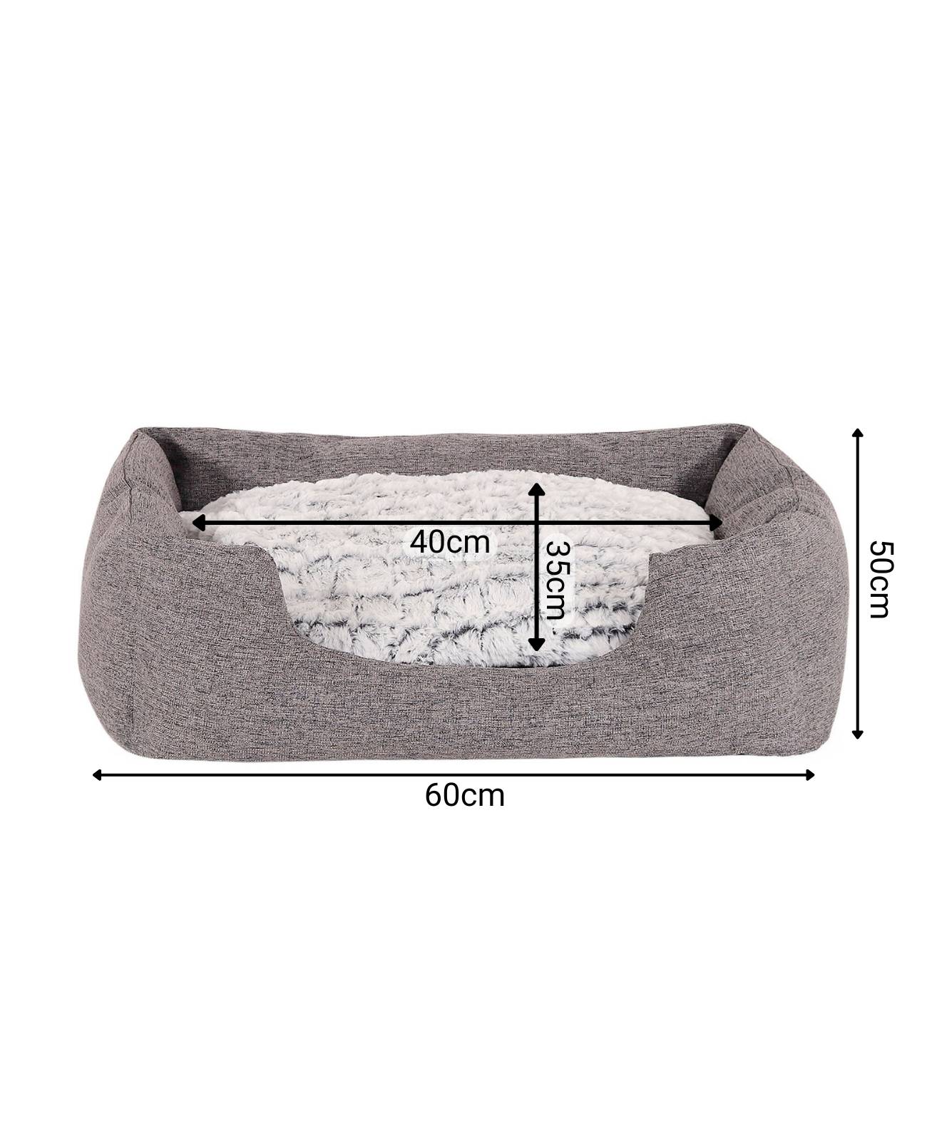 lionto Kuschelbett für Hunde, gemütliches Hundebett mit herausnehmbarem Wendekissen, rutschfestem Boden, 60x50 cm, grau