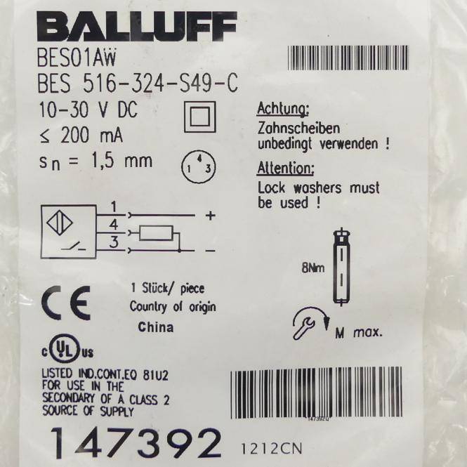 BALLUFF Induktiver Standardsensor BES01AW (BES 516-324-S49-C)