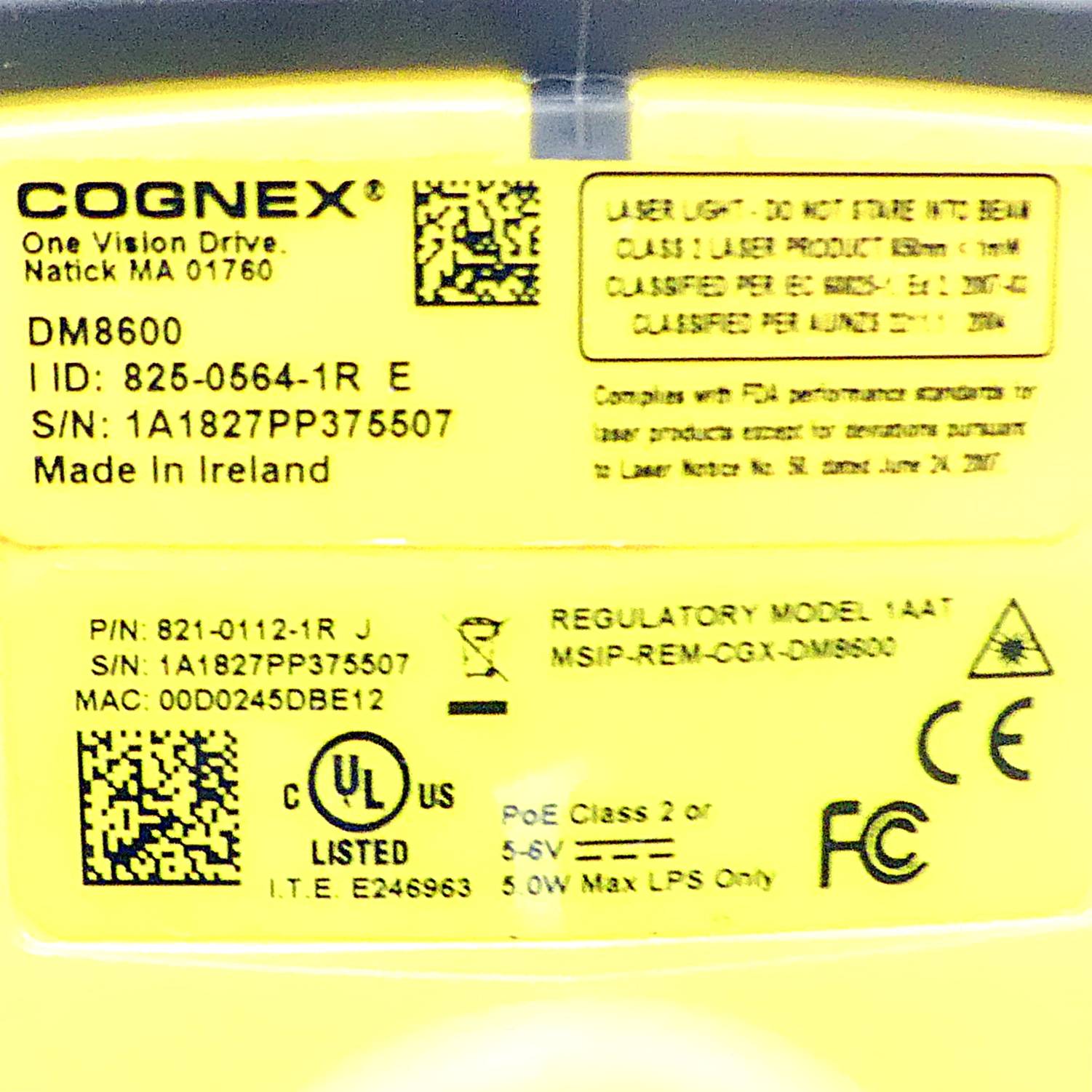 Cognex Scanner DM8600 ohne Zubehör (825-0564-1R )