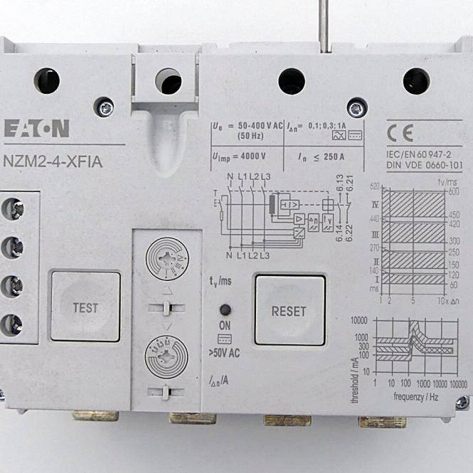 EATON NZM2-4-XFIA - Fehlerstromauslöser, 0,3-1A allstromsensitiv, 4p (292346)