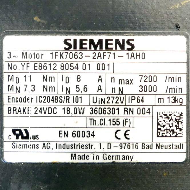 Siemens Servomotor (1FK7063-2AF71-1AH0)