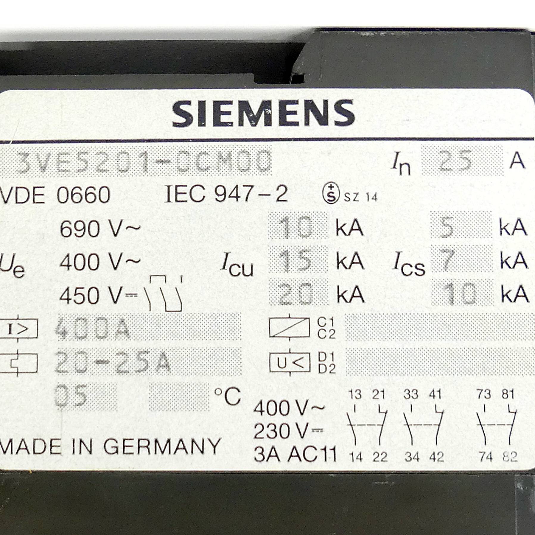 Siemens Leistungsschalter (3VE5201-0CM00)