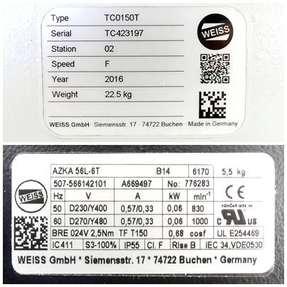 WEISS Rundschalttisch mit 2 Stationen (TC0150T + AZKA 56L-6T)