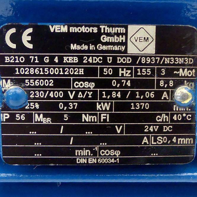 VEM motors Drehstrommotor B210 71 G 4 KEB (B210 71 G 4 KEB)