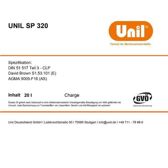 Unil Getriebeöl SP 320 (Unil CLP 320-208L)