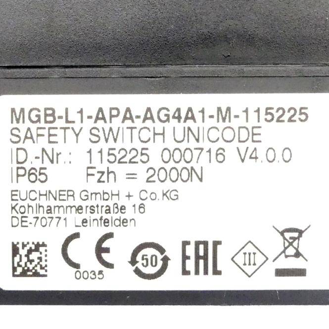 Euchner Sicherheitsschalter MGB-L1-APA-AG4A1-M-115225 (115225)