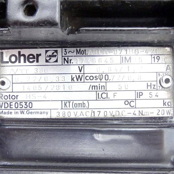 Loher Getriebemotor ABCA-01BG-426 + DVW1-1451-022/033 (ABCA-01BG-426 + DVW1-1451-022/033)