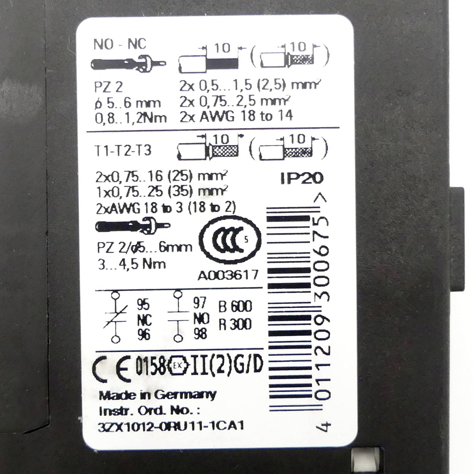 Siemens Überlastrelais (3ZX1012-0RU11-1CA1)