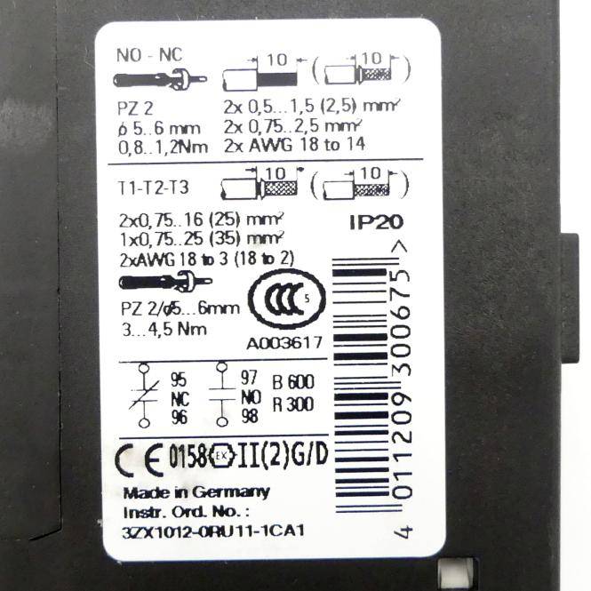 Siemens Überlastrelais (3ZX1012-0RU11-1CA1)
