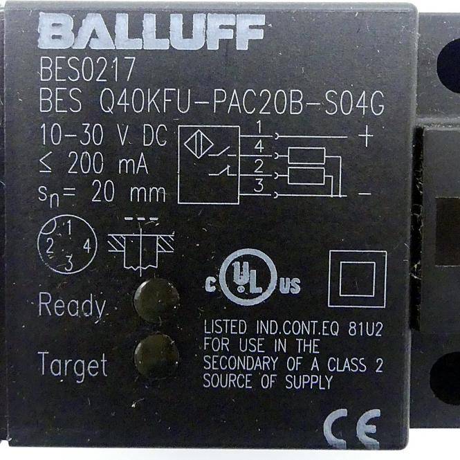 BALLUFF Induktiver Sensor BES0217 (BES Q40KFU-PAC20B-S04G)