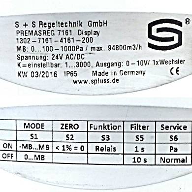 S+S Regeltechnik Volumenstrommessgerät (1302-7161-4161-200)