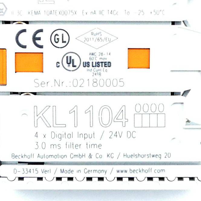 BECKHOFF 3 Stück 4-Kanal-Digital-Eingangsklemme (KL1104)