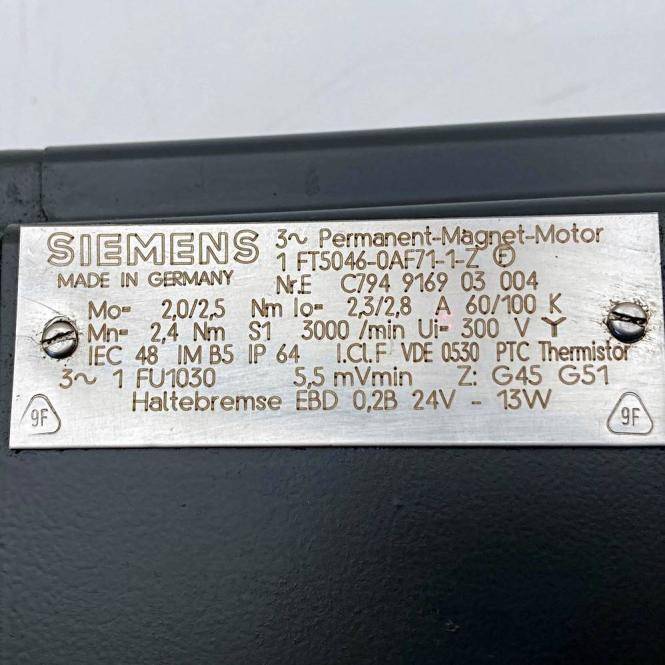 Siemens Permanent-Magnet-Motor (1FT5046-0AF71-1-Z)
