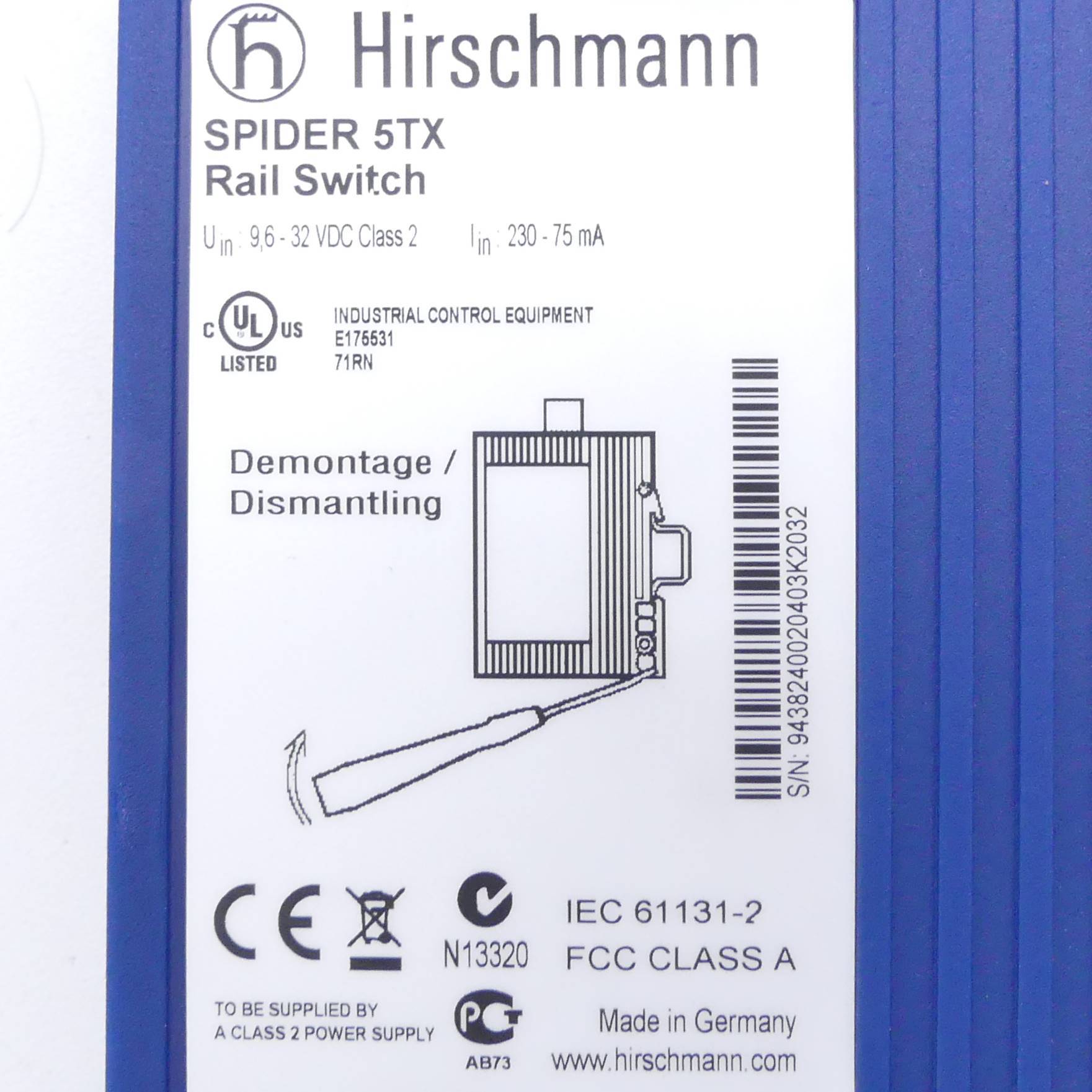 Hirschmann Schienenweiche (Spider 5TX)