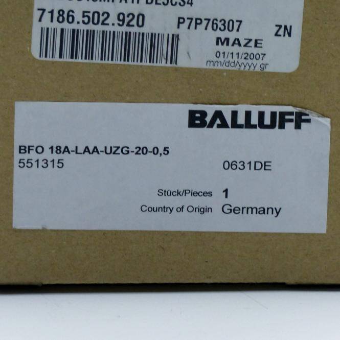 BALLUFF Lichtleitersensor 551315 (BFO 18A-LAA-UZG-20-0,5)
