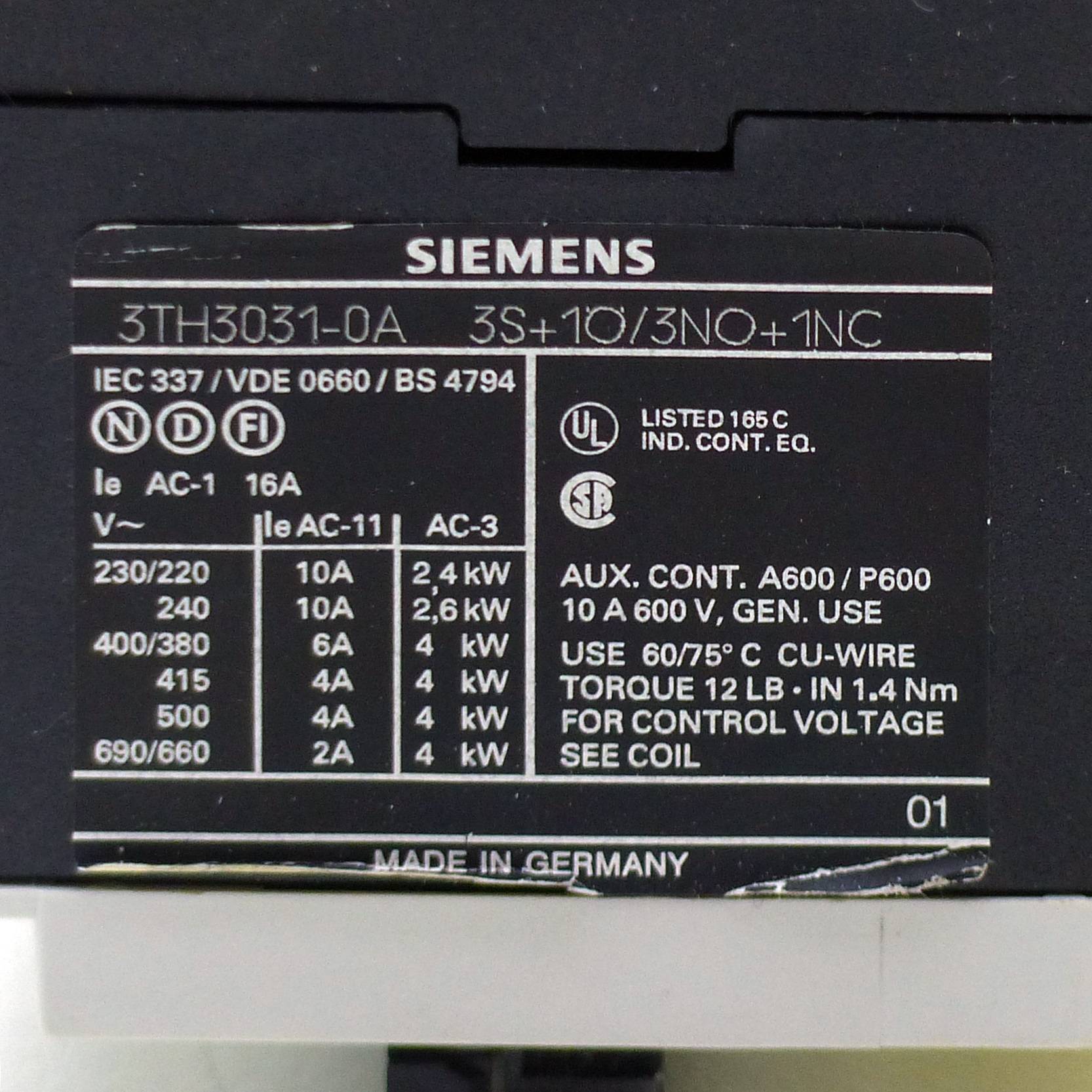 Siemens Hilfsschutz (3TH3031-0A)