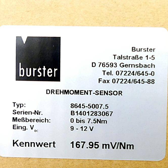 Burster Drehmoment - Sensor (8645-5007.5)