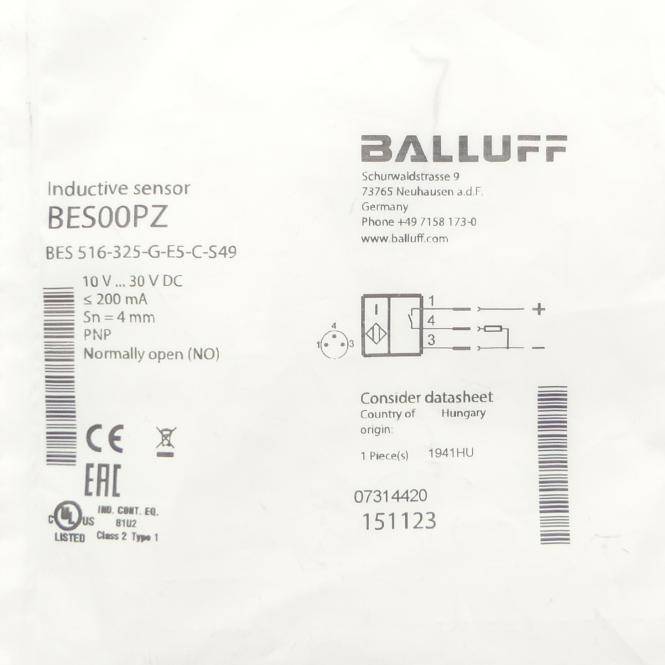 BALLUFF Induktiver Standardsensor BES00PZ (BES 516-325-G-E5-C-S49)