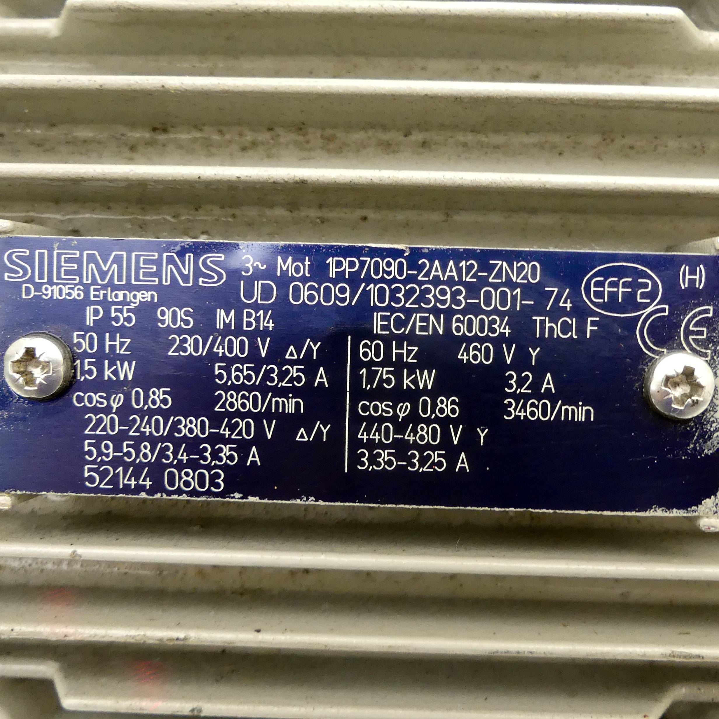 Siemens Drehstrommotor 1PP7090-2AA12-ZN20 (UD 0609/1032393-001-74)