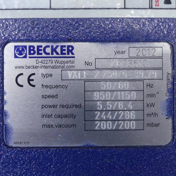 Becker Drehschieber-Vakuumpumpe (VXLF 2.250/0-39.79)