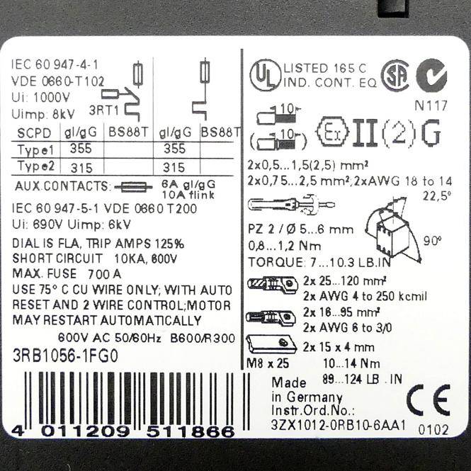 Siemens Überlastrelais (3RB1056-1FG0)