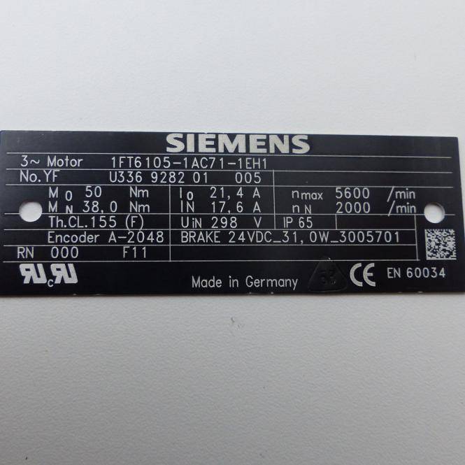 Siemens Servomotor mit Winkelgetriebe 1FT6 105-1AC71-1EH1 435477 001 (435477 001)