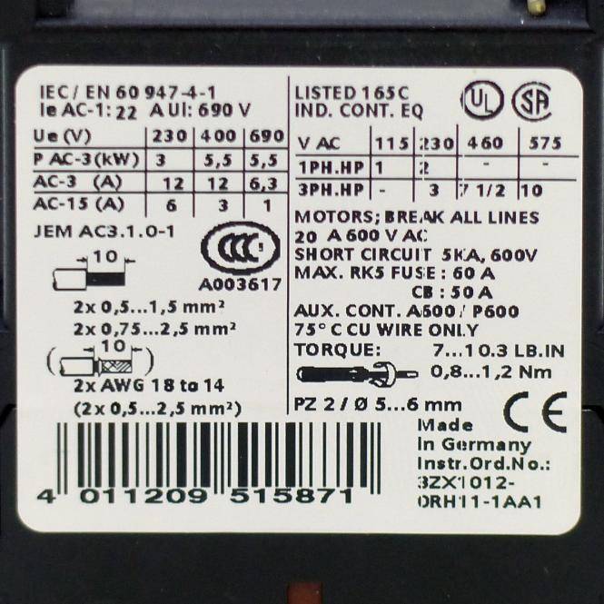Siemens Schütz (3RT1017-1BB44-3MA0)