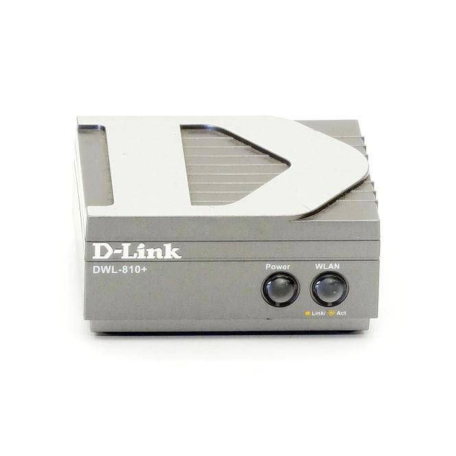D-Link DWL-810+ drahtloser Zugangspunkt, Frontansicht mit Stromversorgungs- und WLAN-Kontrollleuchten.