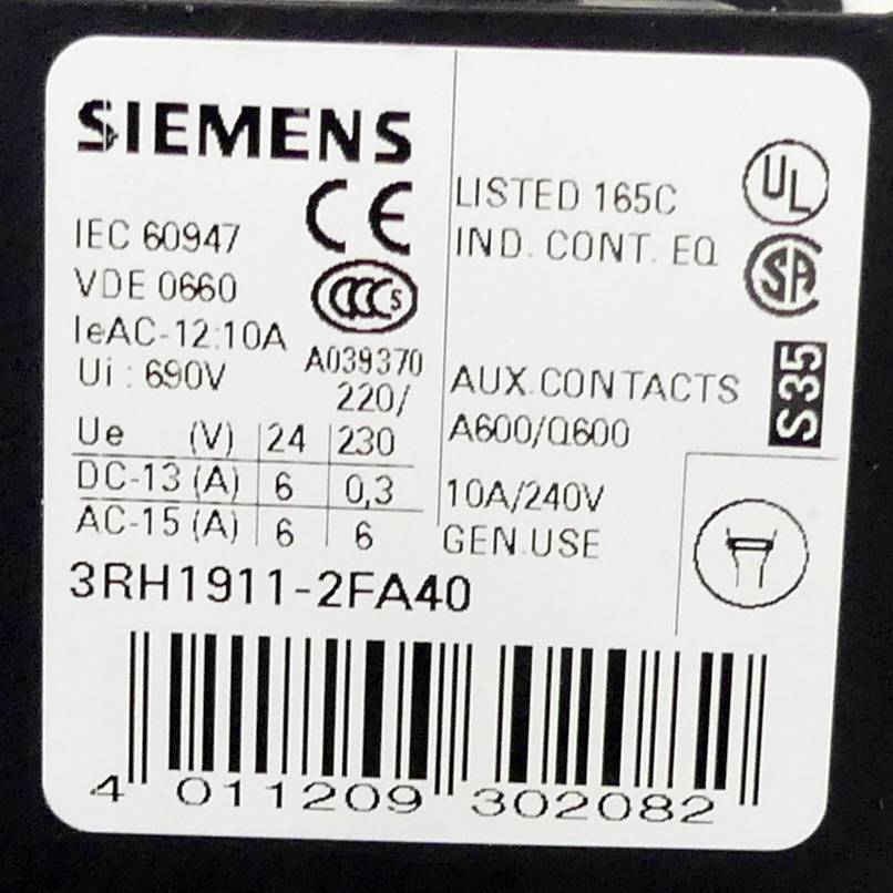 Siemens Hilfsschalterblock (3RH1911-2FA40)