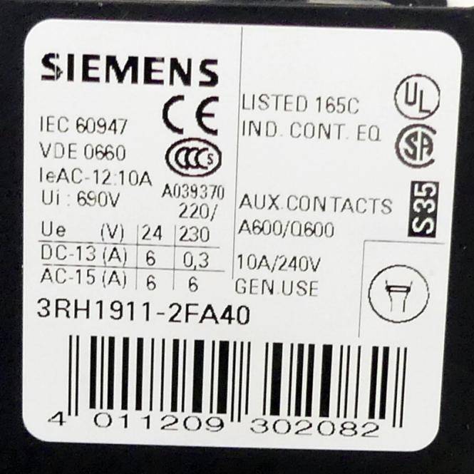 Siemens Hilfsschalterblock (3RH1911-2FA40)