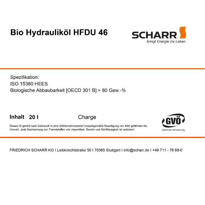 Scharr Bio Hydrauliköl HFDU 46 (Scharr HFDU 46-60L)